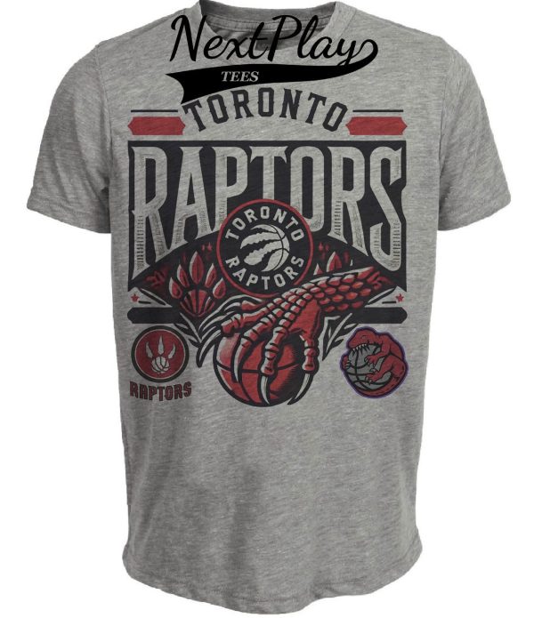 Toronto Raptors Exclusive Retro Pro Basketball Claw Artwork Heather Gray Sublimated T-Shirt