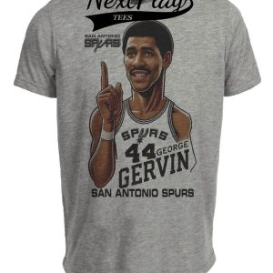 San Antonio Spurs George Gervin Exclusive Retro Basketball 1975 Artwork Heather Gray Sublimated T-Shirt