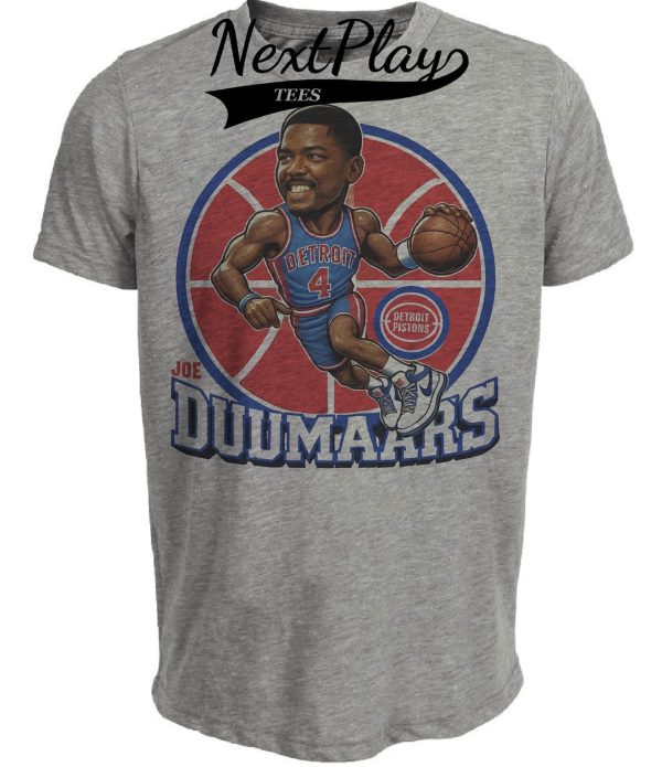 Detroit Pistons Joe Dumars Duumaars Exclusive Retro Basketball Artwork Heather Gray Sublimated T-Shirt