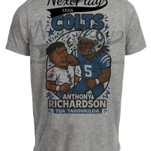 Indianapolis Colts Anthony Richardson vs. Miami Dolphins Tua Tagovailoa Exclusive Retro Rivals Football Artwork Heather Gray Sublimated T-Shirt