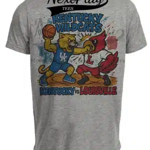 Kentucky Wildcats vs. Louisville Cardinals Retro Rivals Basketball Artwork Heather Gray Sublimated T-Shirt