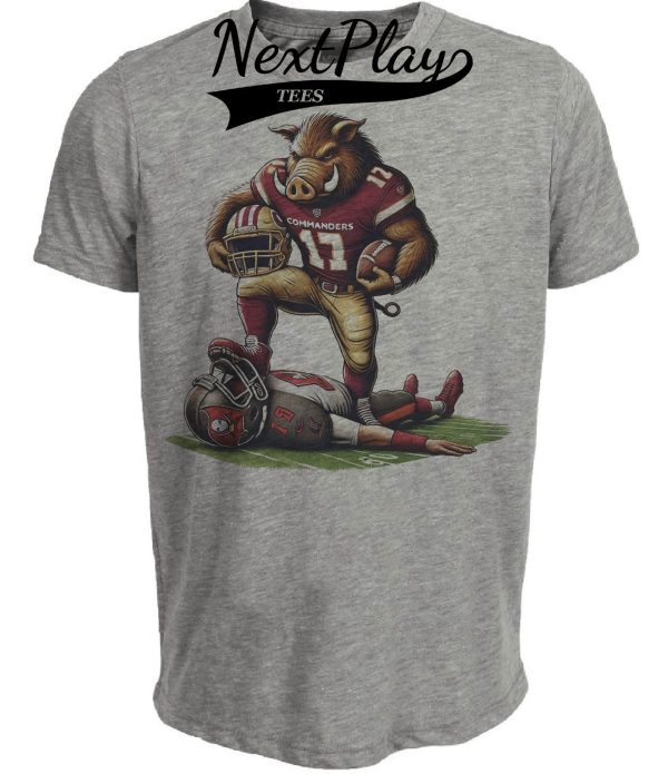 Washington Commanders vs. Tampa Bay Buccaneers Exclusive Retro Rivalries Football Stomp Artwork Heather Gray Sublimated T-Shirt