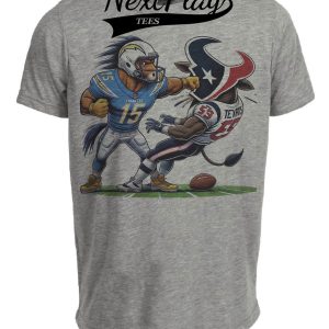 Los Angeles Chargers vs. Houston Texans Exclusive Retro Rivalries Football Punch Artwork Heather Gray Sublimated T-Shirt