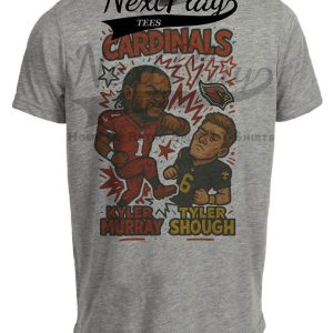 Arizona Cardinals Kyler Murray vs. New Orleans Tyler Shough Exclusive Retro Rivals Football Artwork Heather Gray Sublimated T-Shirt