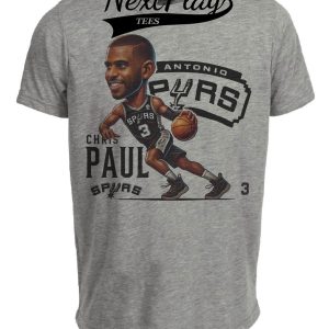 San Antonio Spurs Chris Paul #3 Exclusive Retro Basketball Artwork Heather Gray Sublimated T-Shirt