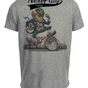 Notre Dame Fighting Irish vs. Ohio State Buckeyes Exclusive Retro Rivalries Playoff Football Stomp Artwork Heather Gray Sublimated T-Shirt