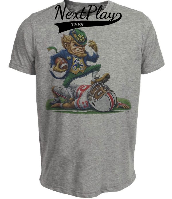 Notre Dame Fighting Irish vs. Ohio State Buckeyes Exclusive Retro Rivalries Playoff Football Stomp Artwork Heather Gray Sublimated T-Shirt
