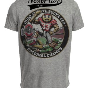 Ohio State Buckeyes vs. Notre Dame Irish Exclusive Retro Rivalries National Football Championship Artwork Heather Gray Sublimated T-Shirt