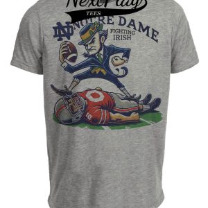 Notre Dame Fighting Irish vs. Ohio State Buckeyes Exclusive Retro Rivalries Playoff Football TD Artwork Heather Gray Sublimated T-Shirt
