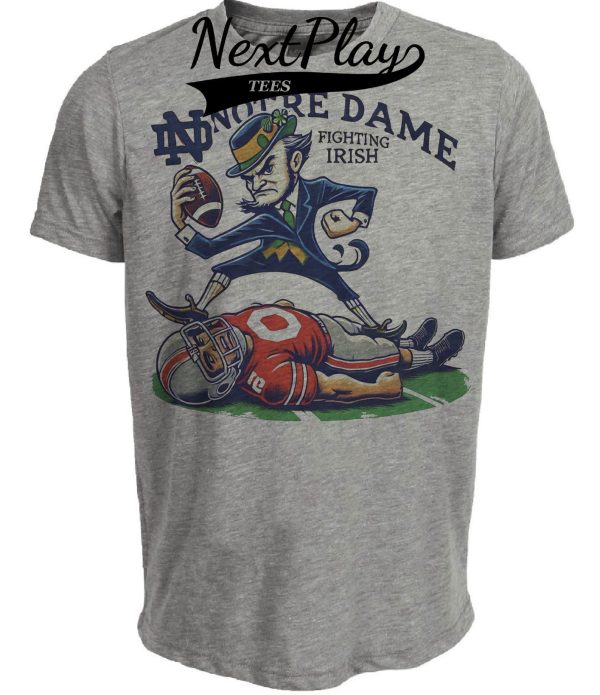 Notre Dame Fighting Irish vs. Ohio State Buckeyes Exclusive Retro Rivalries Playoff Football TD Artwork Heather Gray Sublimated T-Shirt