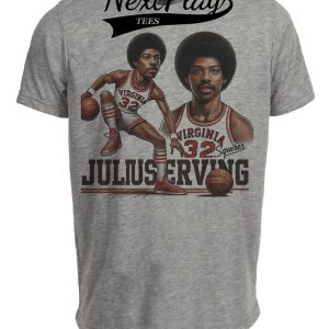 Virginia Squires Julius Erving Dr. J Exclusive Retro ABA Basketball 1973 Artwork Heather Gray Sublimated T-Shirt