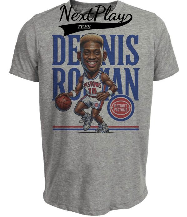 Detroit Pistons Dennis Rodman Bad Boys Exclusive Retro Basketball 1989 Artwork Heather Gray Sublimated T-Shirt