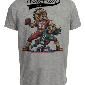 Kansas City Chiefs vs. Philadelphia Eagles Exclusive Retro Rivalries Football Headlock Artwork Heather Gray Sublimated T-Shirt