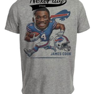 Buffalo Bills James Cook Exclusive Retro Football Artwork Heather Gray Sublimated T-Shirt