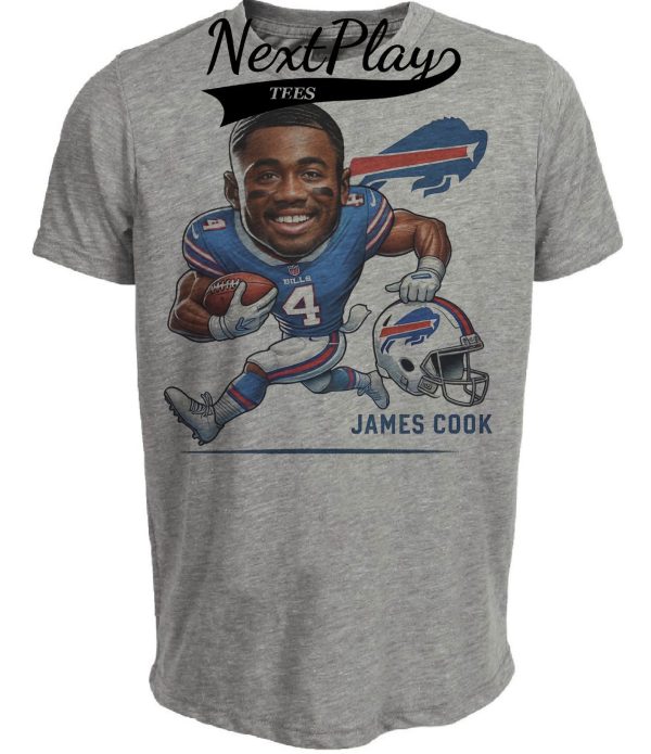 Buffalo Bills James Cook Exclusive Retro Football Artwork Heather Gray Sublimated T-Shirt