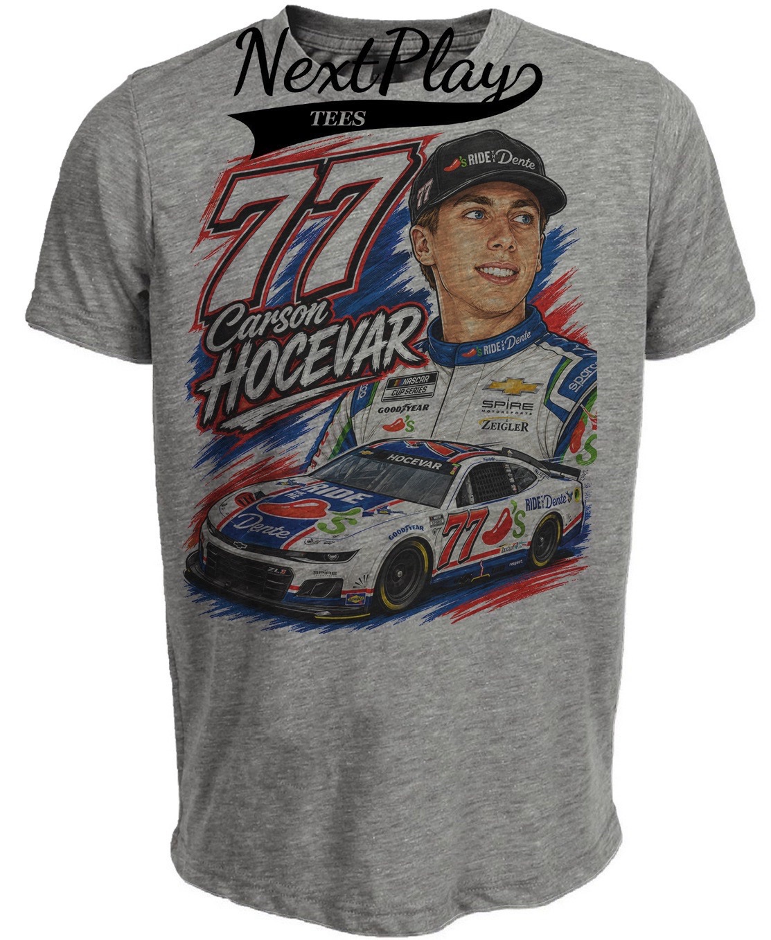 Carson Hocevar Race Car Racing Driver Gray Sublimated T-Shirt
