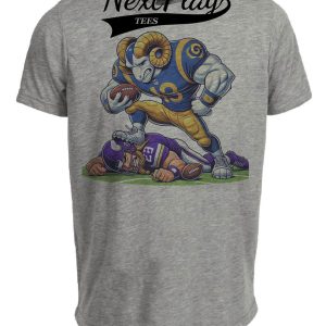 Los Angeles Rams vs. Minnesota Vikings Exclusive Retro Rivalries Football Stomp Artwork Heather Gray Sublimated T-Shirt