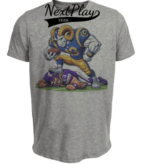 Los Angeles Rams vs. Minnesota Vikings Exclusive Retro Rivalries Football Stomp Artwork Heather Gray Sublimated T-Shirt
