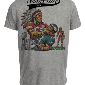 Kansas City Chiefs vs. Philadelphia Eagles Exclusive Retro Rivalries Football Super Bowl Championship Artwork Heather Gray Sublimated T-Shirt