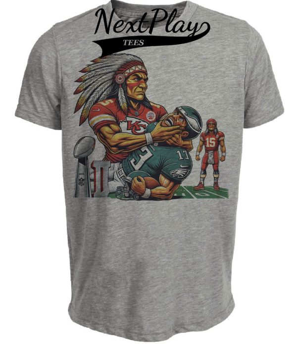 Kansas City Chiefs vs. Philadelphia Eagles Exclusive Retro Rivalries Football Super Bowl Championship Artwork Heather Gray Sublimated T-Shirt