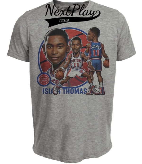 Detroit Pistons Isiah Thomas Bad Boys Exclusive Retro Basketball 1989 Artwork Heather Gray Sublimated T-Shirt