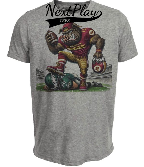 Washington Commanders vs. Philadelphia Eagles Exclusive Retro Rivalries Football Stomp Artwork Heather Gray Sublimated T-Shirt