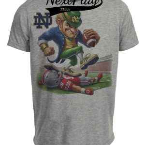 Notre Dame Fighting Irish vs. Ohio State Buckeyes Exclusive Retro Rivalries Playoff Football Luck Artwork Heather Gray Sublimated T-Shirt