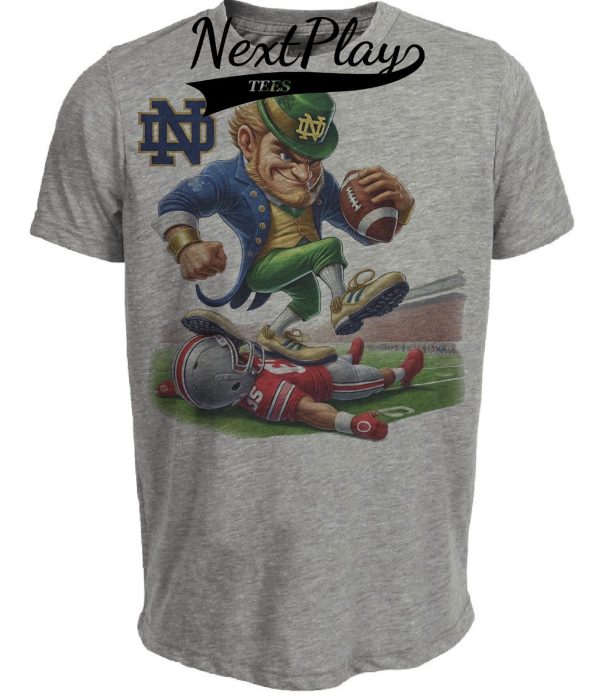 Notre Dame Fighting Irish vs. Ohio State Buckeyes Exclusive Retro Rivalries Playoff Football Luck Artwork Heather Gray Sublimated T-Shirt