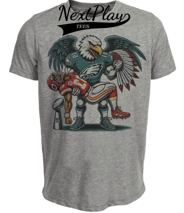 Philadelphia Eagles vs. Kansas City Chiefs Exclusive Retro Rivalries Football Champs Artwork Heather Gray Sublimated T-Shirt