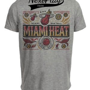 Miami Heat Exclusive Retro Pro Basketball Artwork Heather Gray Sublimated T-Shirt