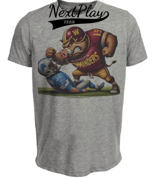 Washington Commanders vs. Detroit Lions Exclusive Retro Rivalries Playoff Football Artwork Heather Gray Sublimated T-Shirt
