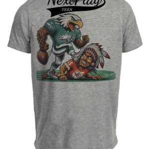 Philadelphia Eagles vs. Kansas City Chiefs Exclusive Retro Rivalries Football Artwork Heather Gray Sublimated T-Shirt