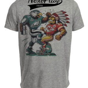 Philadelphia Eagles vs. Kansas City Chiefs Exclusive Retro Rivalries Football Super Bowl Punch Champs Artwork Heather Gray Sublimated T-Shirt