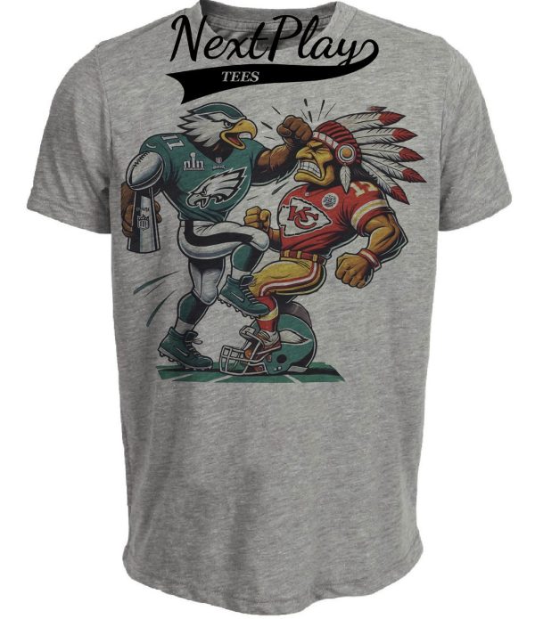 Philadelphia Eagles vs. Kansas City Chiefs Exclusive Retro Rivalries Football Super Bowl Punch Champs Artwork Heather Gray Sublimated T-Shirt