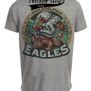 Philadelphia Eagles vs. Washington Commanders Exclusive Retro Rivalries Football Artwork Heather Gray Sublimated T-Shirt