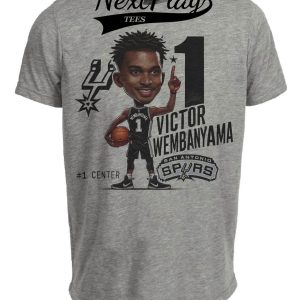 San Antonio Spurs Victor Wembanyama #1 Exclusive Retro Basketball Artwork Heather Gray Sublimated T-Shirt