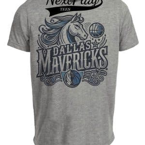 Dallas Mavericks Exclusive Retro Pro Basketball Artwork Heather Gray Sublimated T-Shirt