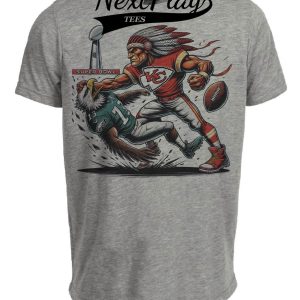 Kansas City Chiefs vs. Philadelphia Eagles Exclusive Retro Rivalries Football Super Bowl Championship Artwork Heather Gray Sublimated T-Shirt