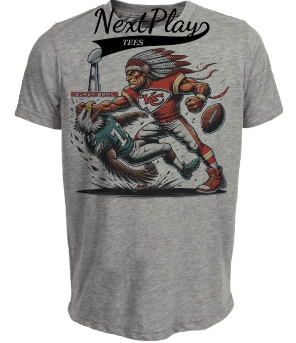 Kansas City Chiefs vs. Philadelphia Eagles Exclusive Retro Rivalries Football Super Bowl Championship Artwork Heather Gray Sublimated T-Shirt