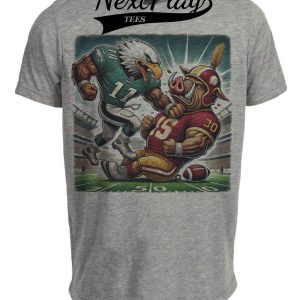 Philadelphia Eagles vs. Washington Commanders Exclusive Retro Rivalries Football Punch Artwork Heather Gray Sublimated T-Shirt