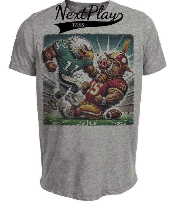 Philadelphia Eagles vs. Washington Commanders Exclusive Retro Rivalries Football Punch Artwork Heather Gray Sublimated T-Shirt