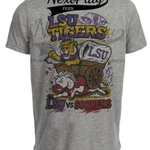 LSU Tigers vs. Oklahoma Sooners Retro Rivals Football Artwork Heather Gray Sublimated T-Shirt