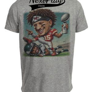 Kansas City Chiefs Mahomes vs. Philadelphia Eagles Saquon Exclusive Retro Rivalries Football Super Bowl Artwork Heather Gray Sublimated T-Shirt