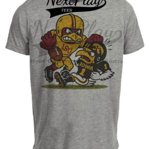 Iowa State Cyclones vs. Iowa Hawkeyes Exclusive Retro Rivals Football Artwork Heather Gray Sublimated T-Shirt