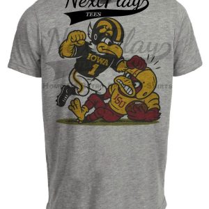 Iowa Hawkeyes vs. Iowa State Cyclones Exclusive Retro Rivals Football Artwork Heather Gray Sublimated T-Shirt