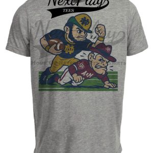 Notre Dame Fighting Irish vs. Texas A&M Aggies Exclusive Retro Rivals Football Artwork Heather Gray Sublimated T-Shirt