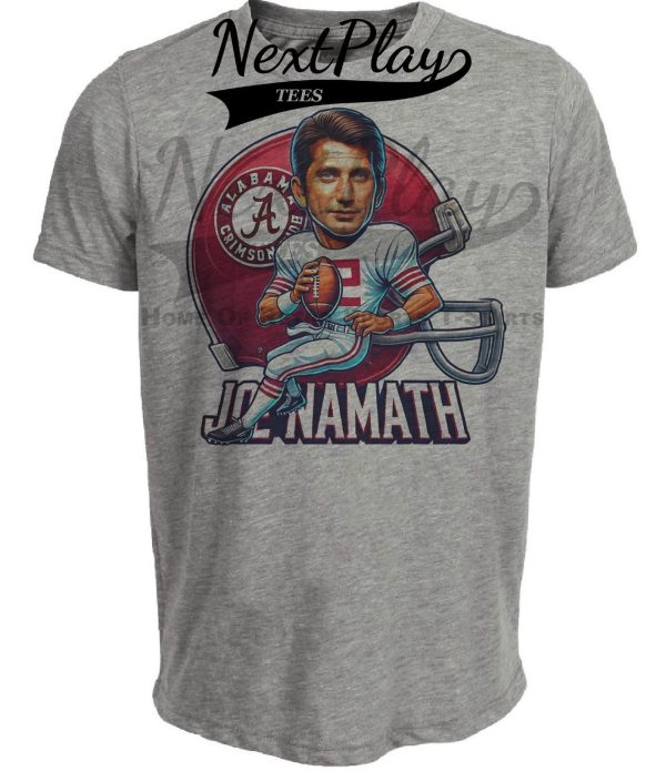 Alabama Crimson Tide Joe Namath Exclusive Retro Football Artwork Heather Gray Sublimated T-Shirt