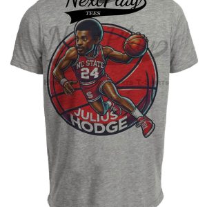 NC State Wolfpack Julius Hodge Exclusive Retro March Madness Basketball Artwork Heather Gray Sublimated T-Shirt