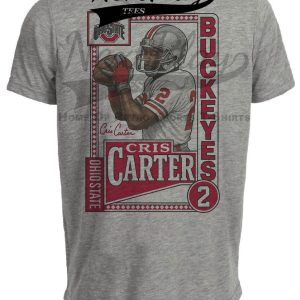 Ohio State Cris Carter Exclusive Retro Football 1986 Artwork Heather Gray Sublimated T-Shirt