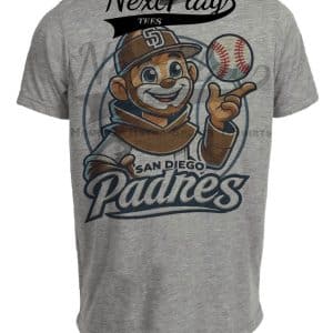San Diego Padres Exclusive Retro Baseball Mascot Artwork Heather Gray Sublimated T-Shirt